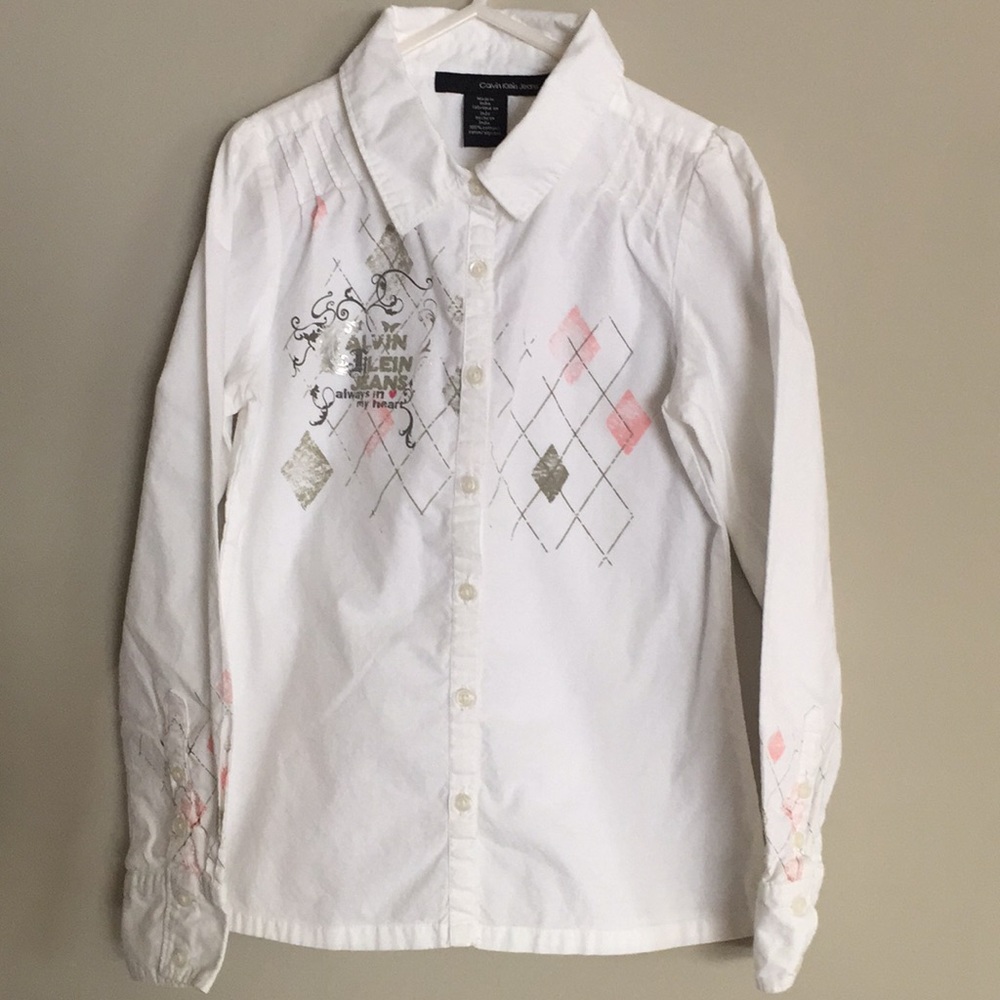 Calvin Klein Jeans Girl Graphic Blouse/Shirt Sz 8